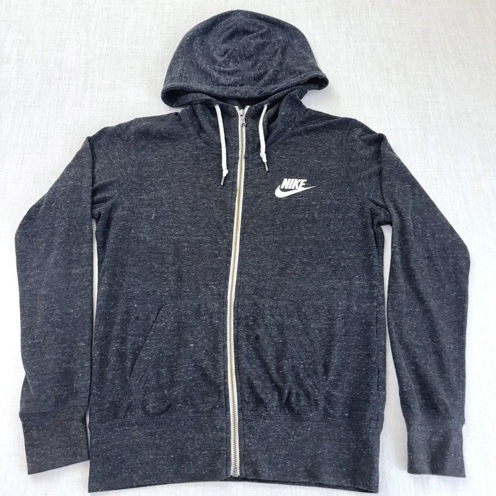 Nike Sportswear‎ Gym Vintage Full Zip Hoodie Charcoal Grey Men's Medium